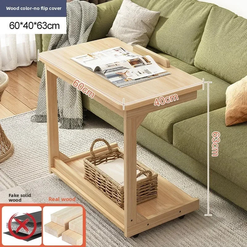 Multi-functional Removable flip solid wood edge few living room household side table sofa small coffee table sturdy and durable Oasis Select Log B