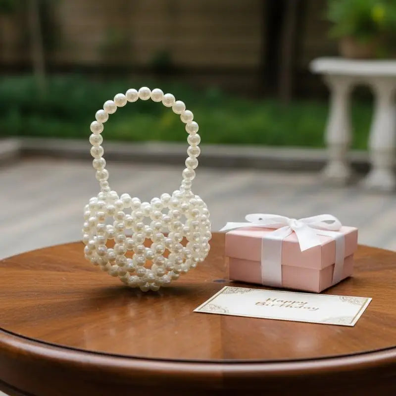 Pearl Beaded Heart Bag for Kids & Girls Sweet Love Shape Mini Fashion Handbag Cute Daily Accessory Gift Option Oasis Select