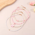 4pcs/Set Girls' Butterfly Heart Flower Pearl & Beaded Handmade Necklace Set Children Teen Friendship Best Gift For Friends Oasis Select 5pcs