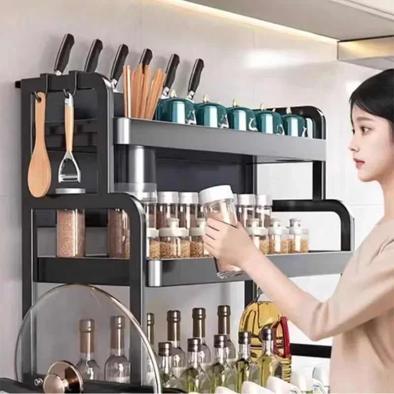 Multi-functional Household cutting board seasoning storage rack multi-layer knife holder chopstick cage kitchen countertop rack Oasis Select