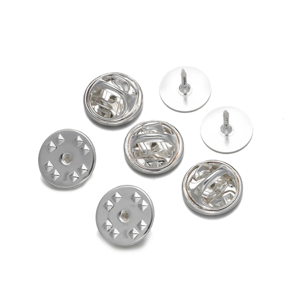 50Sets Blank Scatter Butterfly Clutch Pin Holder Enamel Locking Backs Tie Tacks Jewelry Pin Backings Clasp for Brooch Lapel Hat Oasis Select Silver 10mm Pin Base