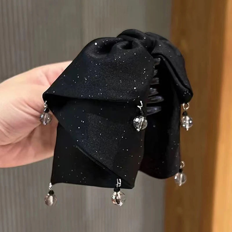 Rhinestone Bow Hair Claw Clip – Lace Shark Clip for Women Hair Claw Clip Oasis Select Black
