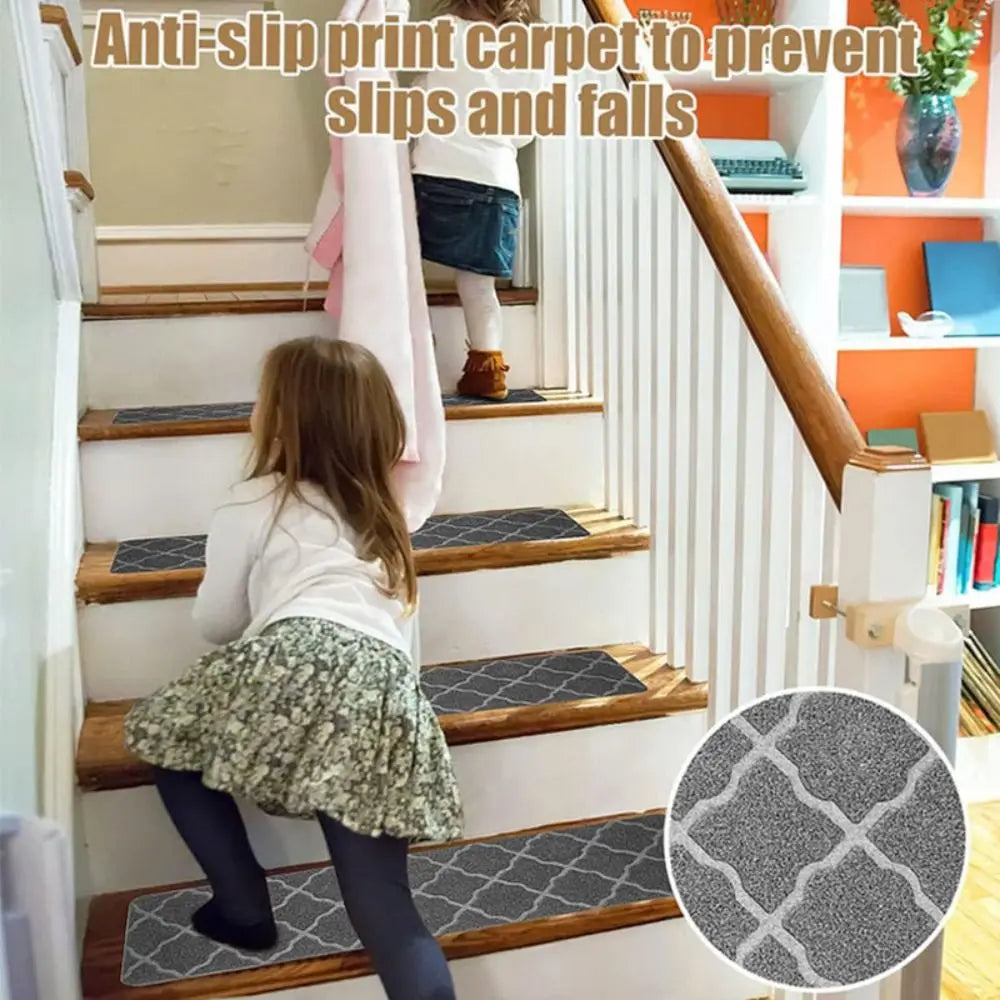 New Self-adhesive Staircase Mat Non-Slip Soft Stripe Stair Tread Carpet Mat Safety Protection Cover Pads Home Decor Oasis Select
