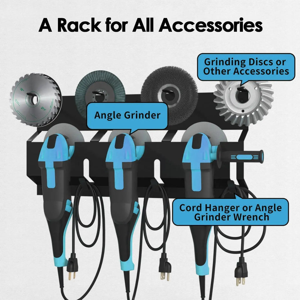 Angle Grinder Holder Metal Angle Grinder Rack Stand Storage Rack Wall Mount Bracket with Cord Hanger for Cutters Polishers Oasis Select