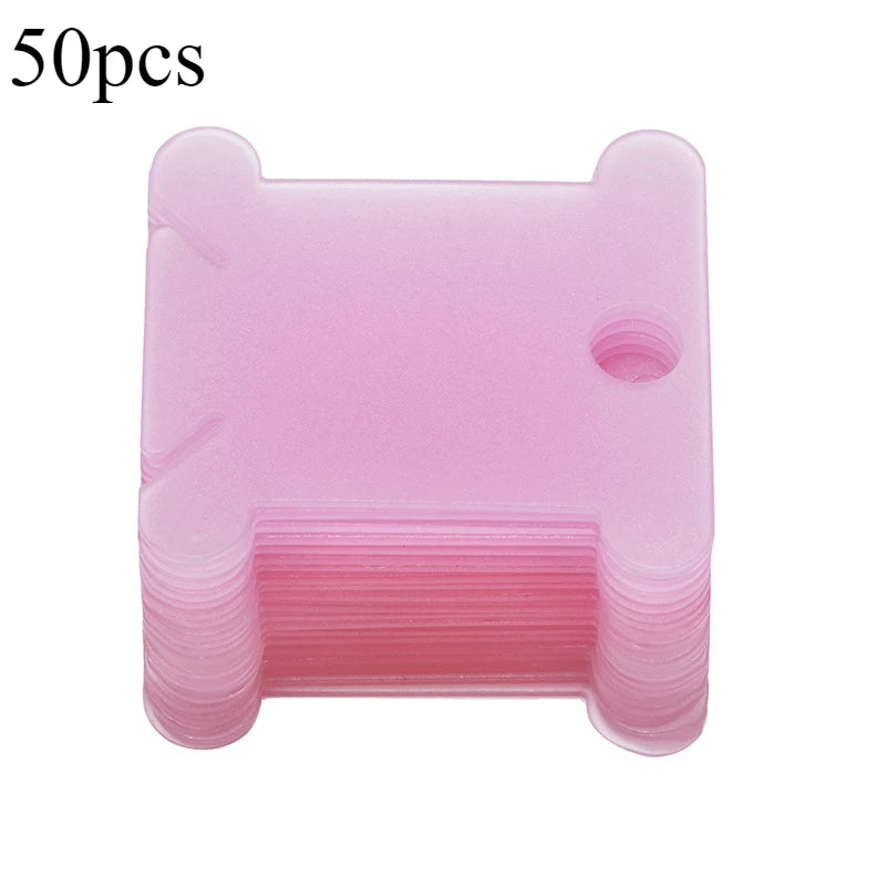 Thread Organizer Embroidery Thread Holder Floss Craft Bobbin Cross Stitch Craft Storage Plastic Sewing Thread Board Card Thread Oasis Select 50pcs-pink