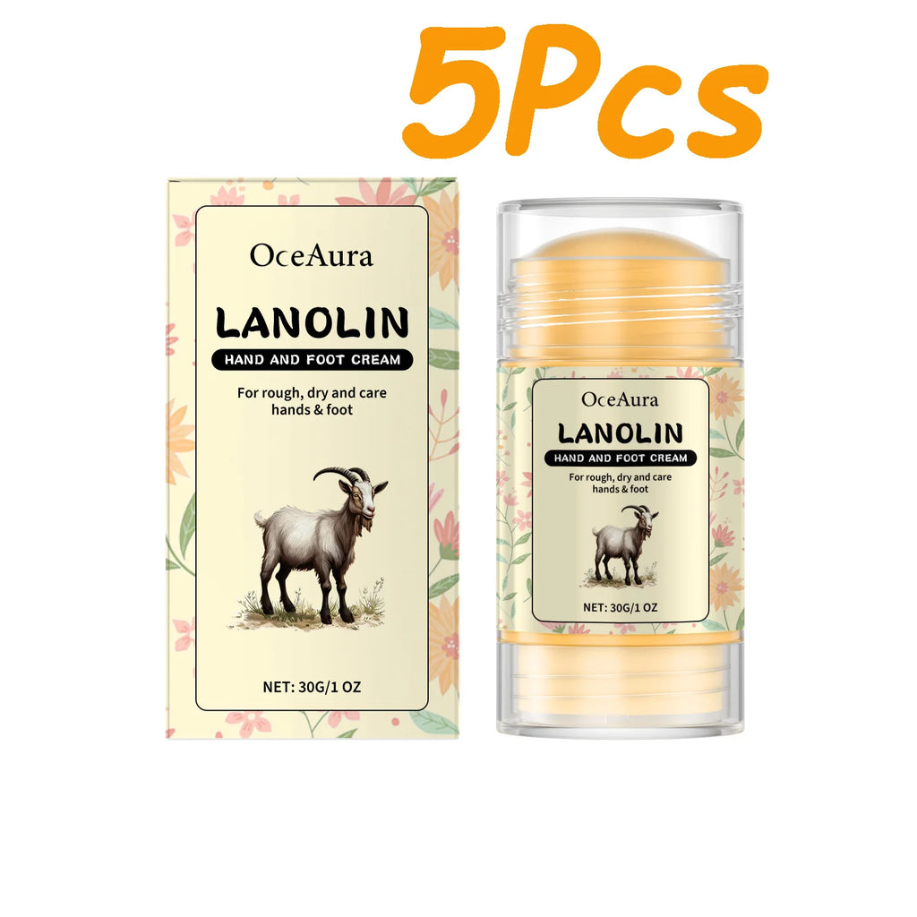 Lanolin Hand Foot Stick For Dry Cracked Rough Skin Gentle Moisturizing Nourishing Anti Crack Preventing Your Feet From Cracking Oasis Select 5 x 30g Boxed