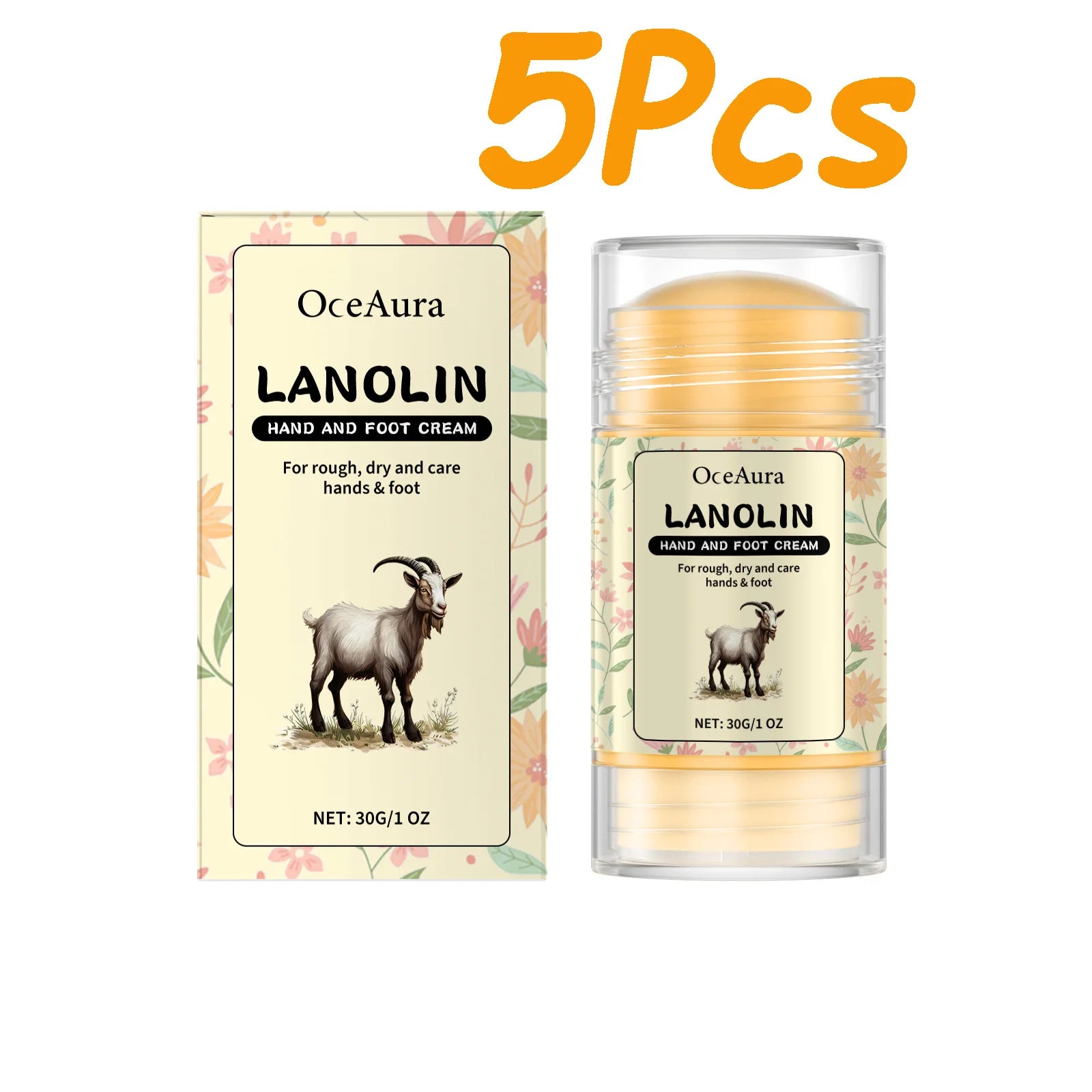 Lanolin Hand Foot Stick For Dry Cracked Rough Skin Gentle Moisturizing Nourishing Anti Crack Preventing Your Feet From Cracking Oasis Select 5 x 30g Boxed