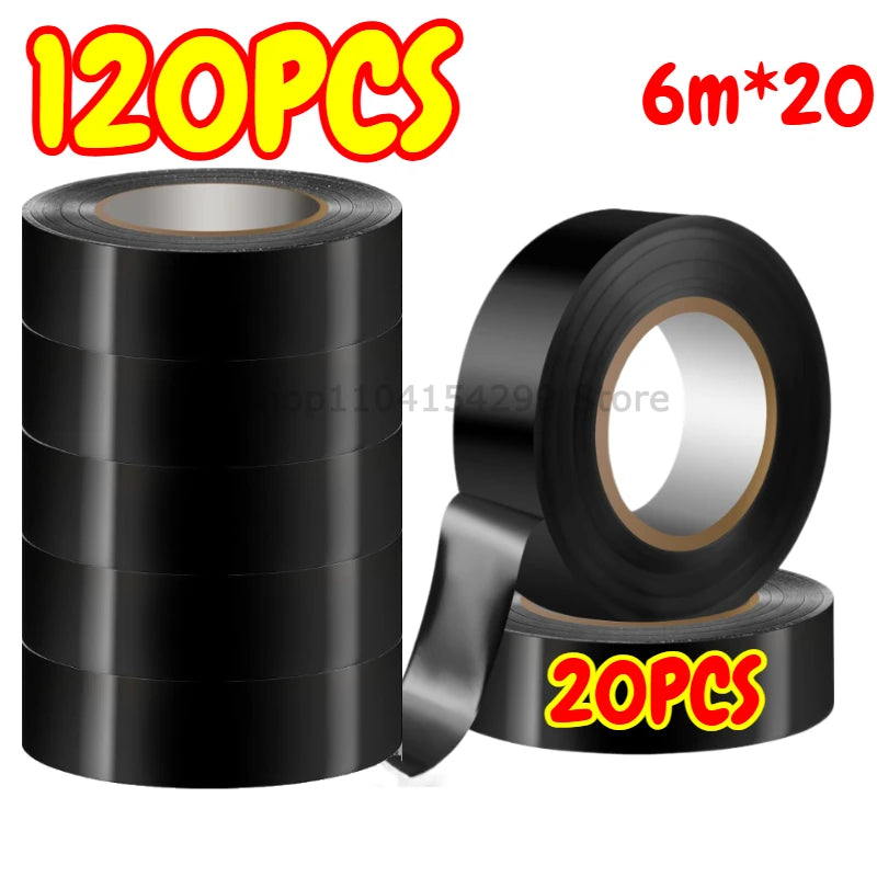 Black Electrical Insulation Tape Wire Bundle Insulation Auto Wiring Wrap Cable Adhesive Insulating Tape Electro Home Improvement Oasis Select 120M(20pcs) 16mm