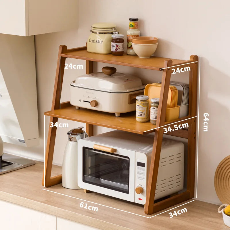 Kitchen Microwave Oven Shelf Household Multi-layer Oven Stand Desktop Countertop Rice Cooker Storage Shelf Oasis Select Brown 61cm