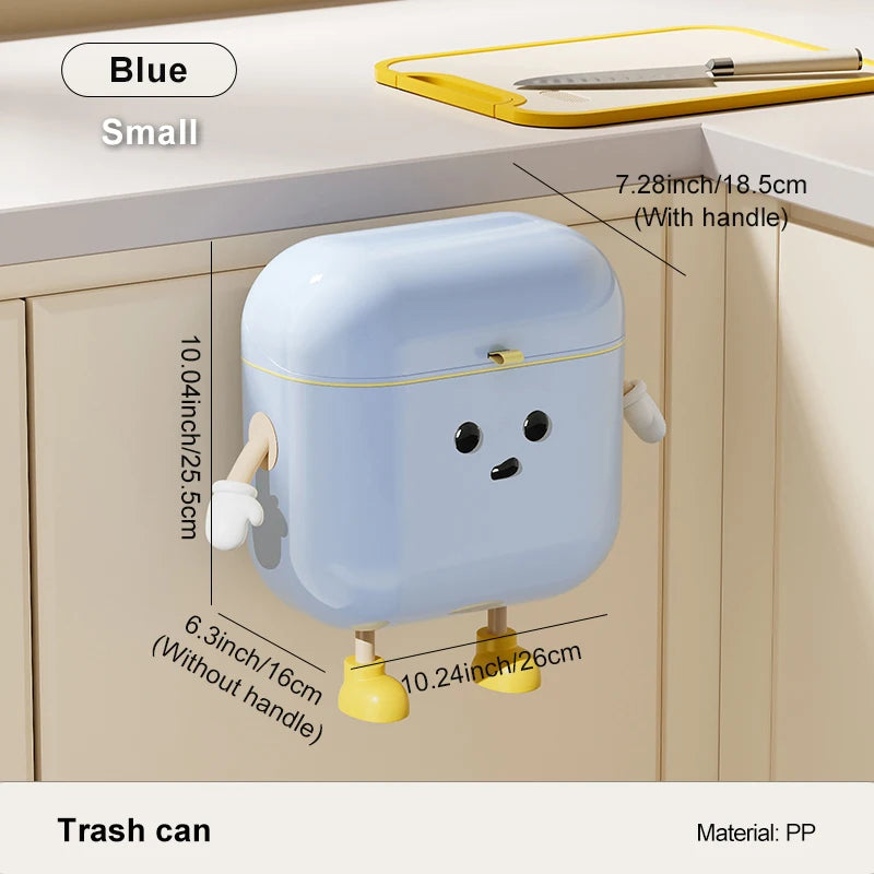 Compost Bin Kitchen for Counter Top or Under Sink, Plastic Hanging Trash Can with Lid, Wall Mounted Garbage Can for Bathroom, Oasis Select Small blue