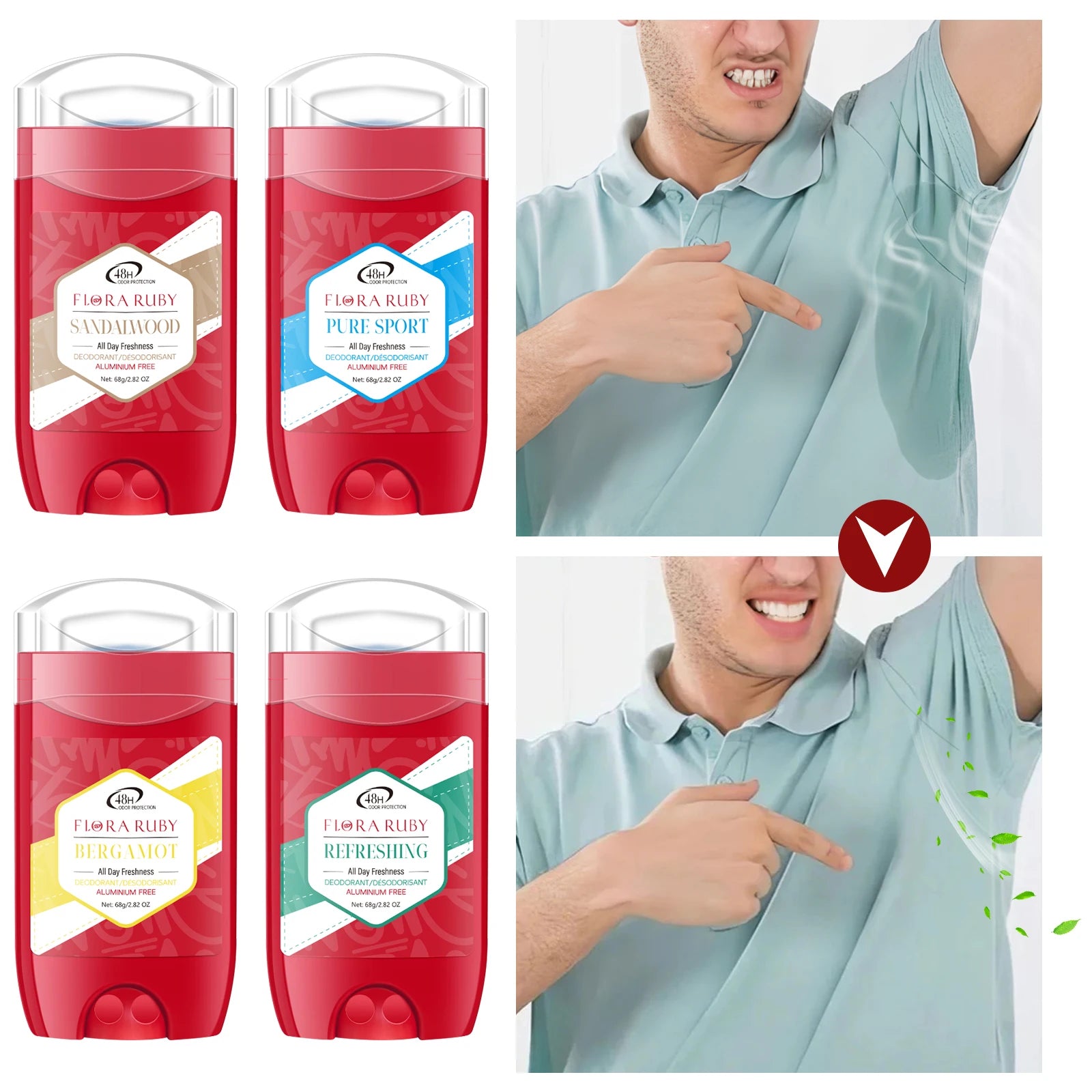 Old Spice Men's Deodorizer Aluminum Free，48Hour Odor Control Removing Odor Increasing Favorability Refreshing，Sandalwood Aroma Oasis Select