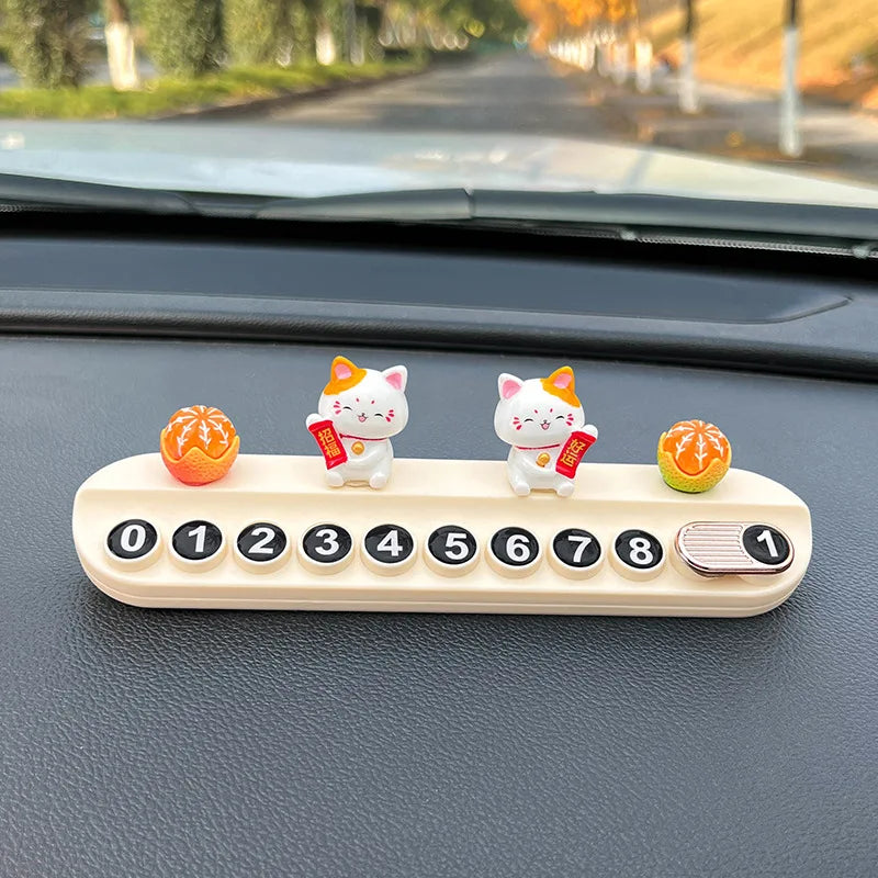 Multifunctional Car Temporary Stop Sign Cartoon Bunny Phone Number Temporary Parking Card Prompt License Plate Decoration Oasis Select A