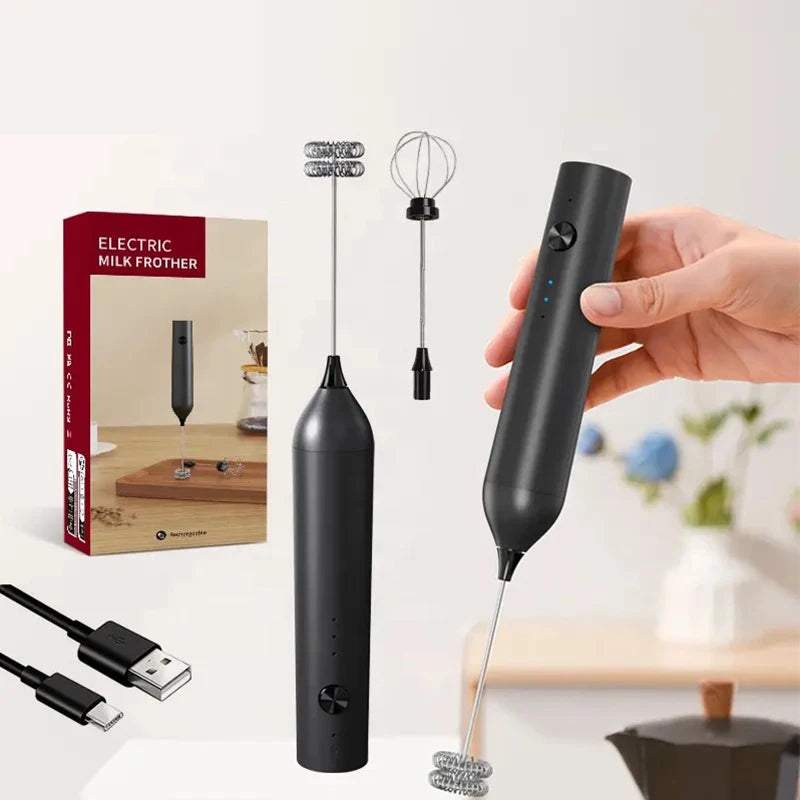 Electric Handheld Milk Frother – 3-Speed Rechargeable Foam Maker