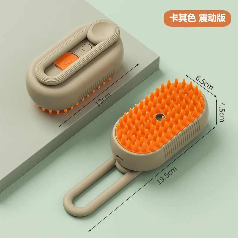 Cat and Dog Pet Spray Massage Comb, One-click Spray Anti-flying Hair Comb, Bath Brush, Hair Removal Pet Products Oasis Select Brown vibrating V