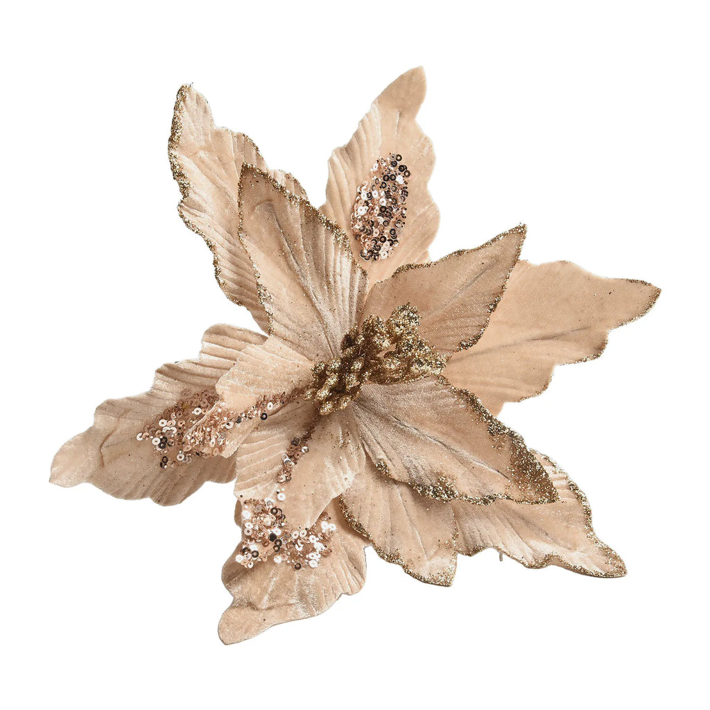 Glitter Artificial Christmas Cloth Flowers | Tree & Home Décor Artificial Christmas Flower Oasis Select