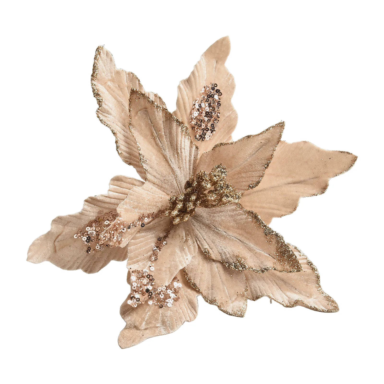 Glitter Artificial Christmas Cloth Flowers | Tree & Home Décor Artificial Christmas Flower Oasis Select