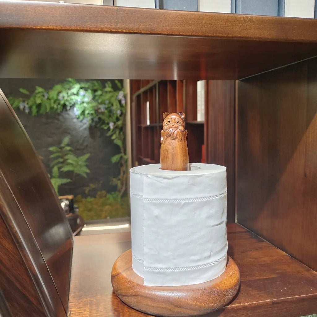 Panda Paper Towel Holder Roll Paper Holder Kitchen Table Cartoon Creative Black Walnut Solid Wood Roll Paper Holder panda Oasis Select