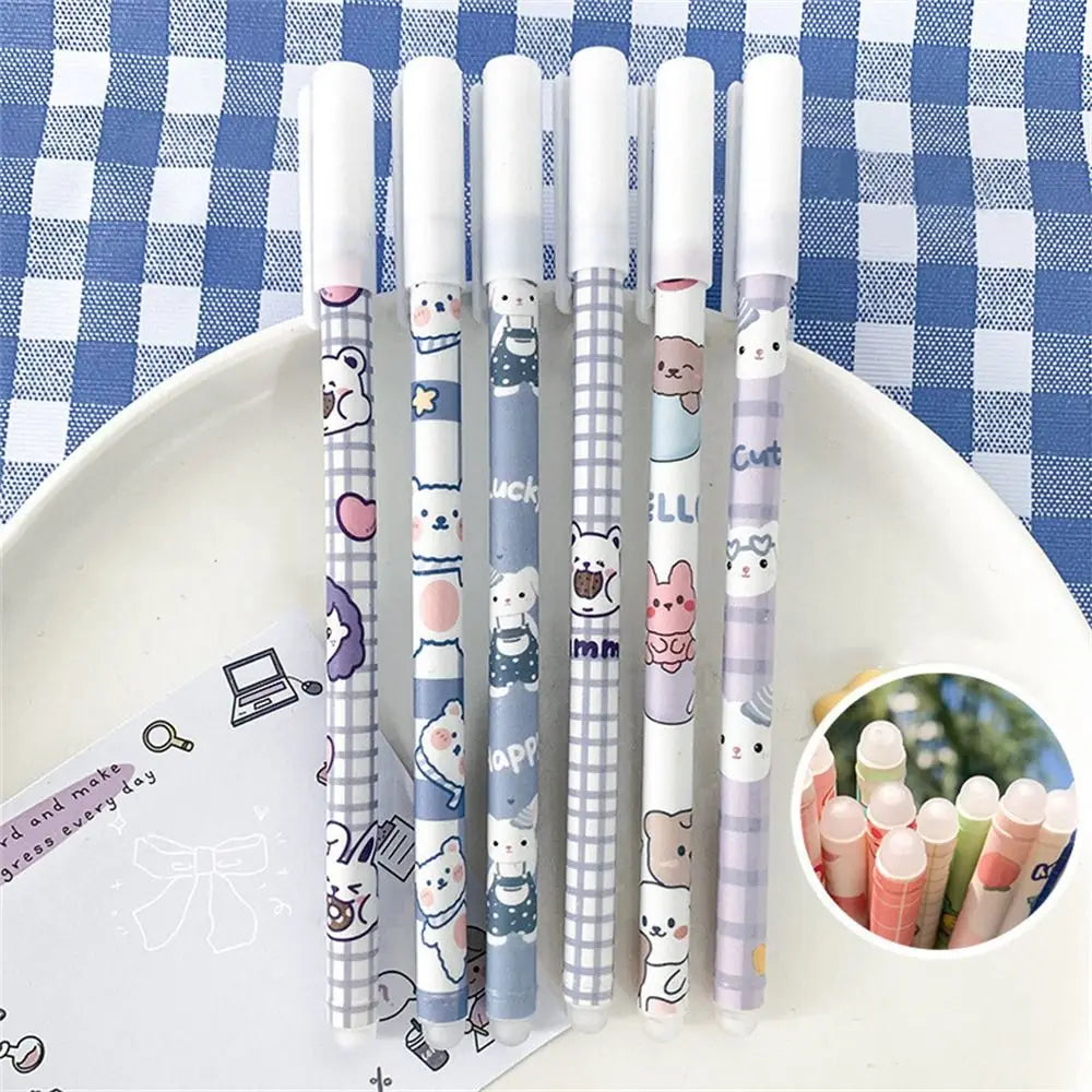 1Pcs Kawaii Game Cartoons Neutral Erasable Pen 0.5mm Blue Gel Pens Washable Handle School Office Supplies Kids Stationery Oasis Select blue bear random 1pc