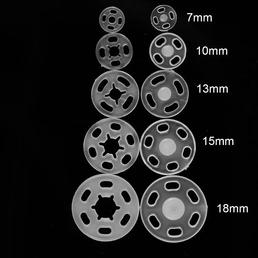 100Pcs Transparent ABS Plastic Invisible Snap Fasteners Press Button DIY Handmade Crafts Round Flatback Stud Sewing Accessory Oasis Select