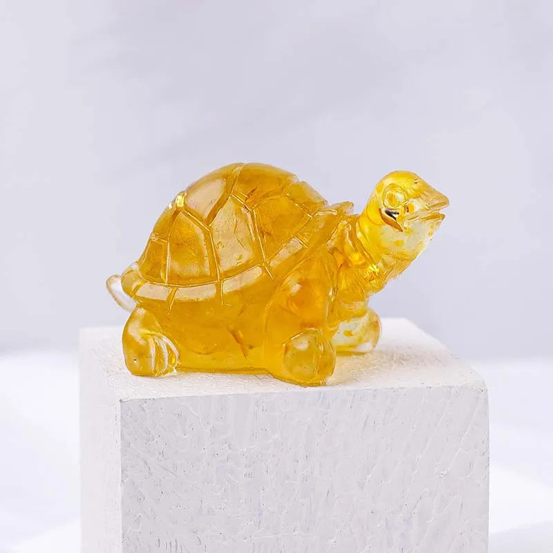 Turtle Natural Crushed Stone Decorative Ornament Crystal Raw Stone Animal Resin Drip Glue Craft Creative Jewelry Accessories Oasis Select 8