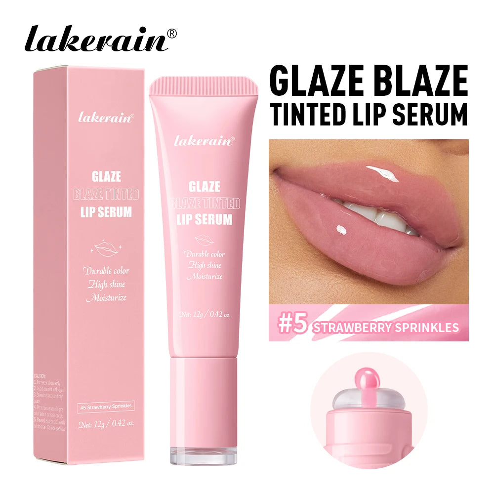 Lakerain Glaze Blaze Tinted Lip Serum Long-Lasting Hydration Durable Color Smooth Lip Surface Lip Repairing Lipstick Cosmetics Oasis Select Strawberry Sprinkles