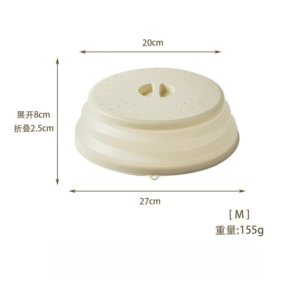 Foldable Microwave Splatter Cover Silicone Fresh-keeping Heating Cover Oil-proof Splash-proof Cover with Hook Color Cooking Lids Oasis Select WHITE