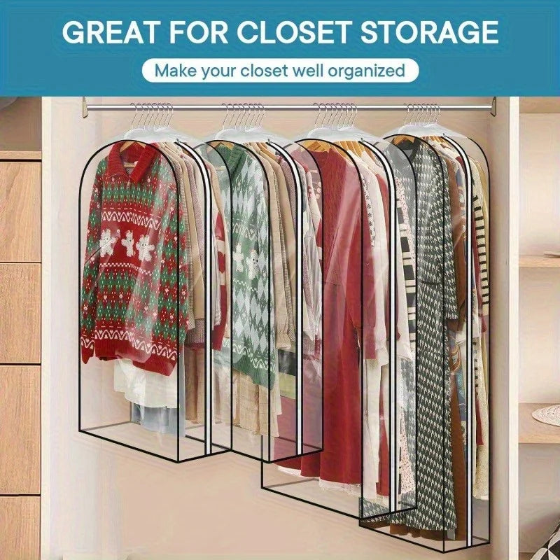 Sturdy Plastic Garment Bags with Zipper, Hanging Closet Storage for Coats,Jackets,Shirts,Wardrobe Protectors Hanging Organizer Oasis Select