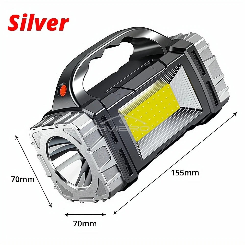 HVIERO COB LED Flashlight – Solar USB Rechargeable, Waterproof