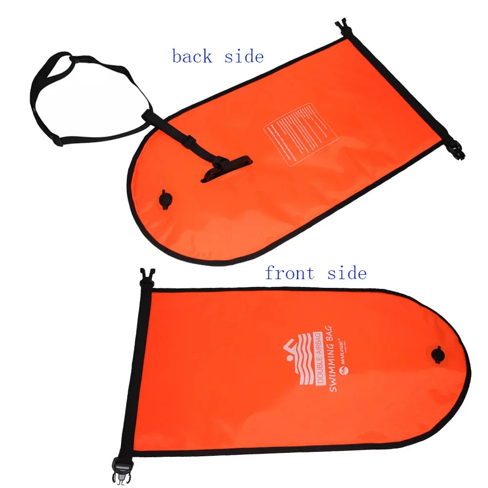20L Inflatable Open Swimming Buoy Tow Float Dry Bag Double Air Bag with Waist Belt for Swimming Water Sport Storage Safety bag Oasis Select