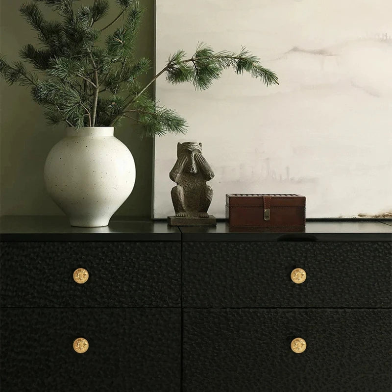 Brass Furniture Genuine Gold Plated Handle Cabinet Door Handle Drawer Light Luxury French European Gold High-end Single Hole Oasis Select