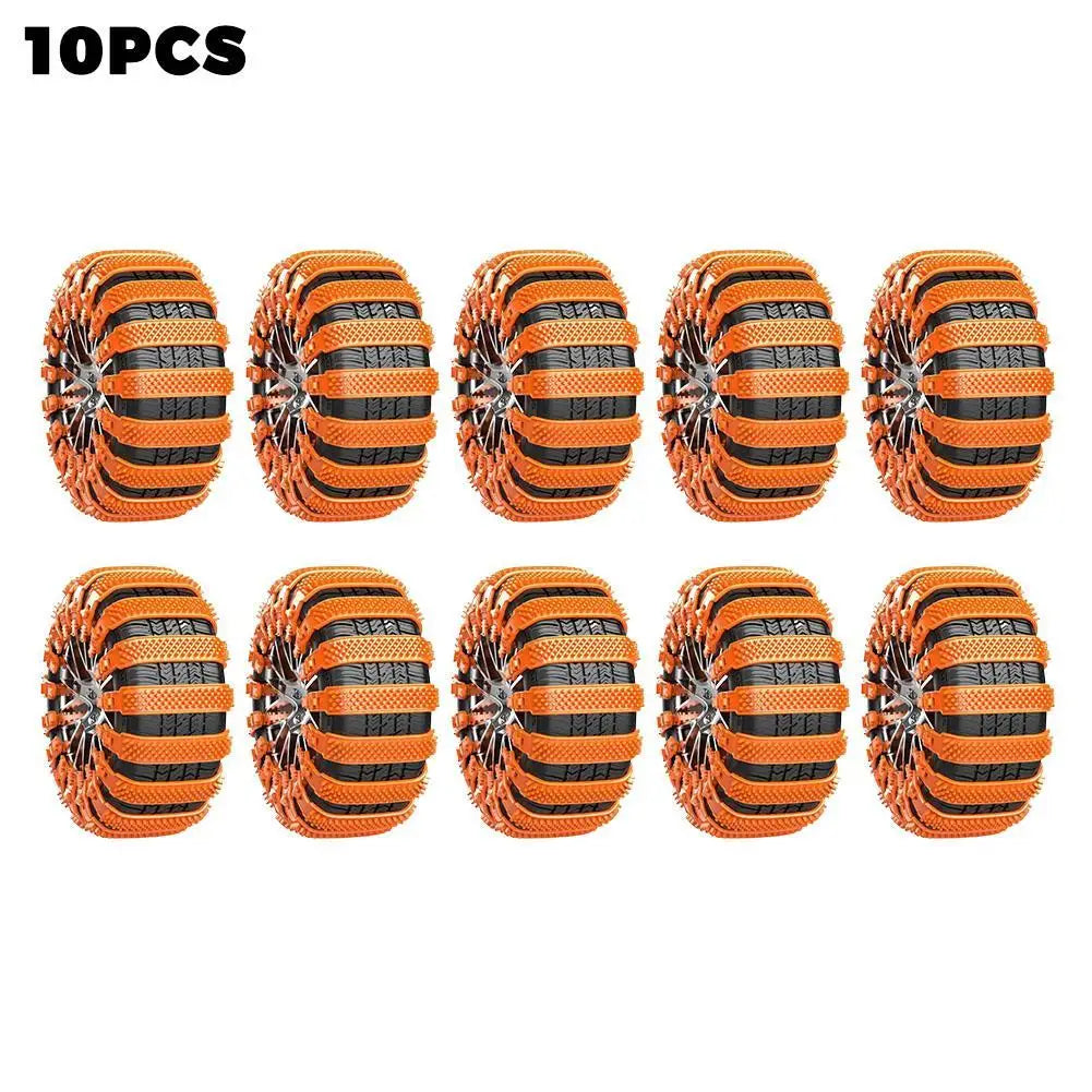 20/10pcs Snow Chain Urethane Set Wheel Ties Belts Widen Thicken Car Tire Crawler Anti-skid Wheel Tyre Ties Winter Emergency Tool Oasis Select orange 10pcs