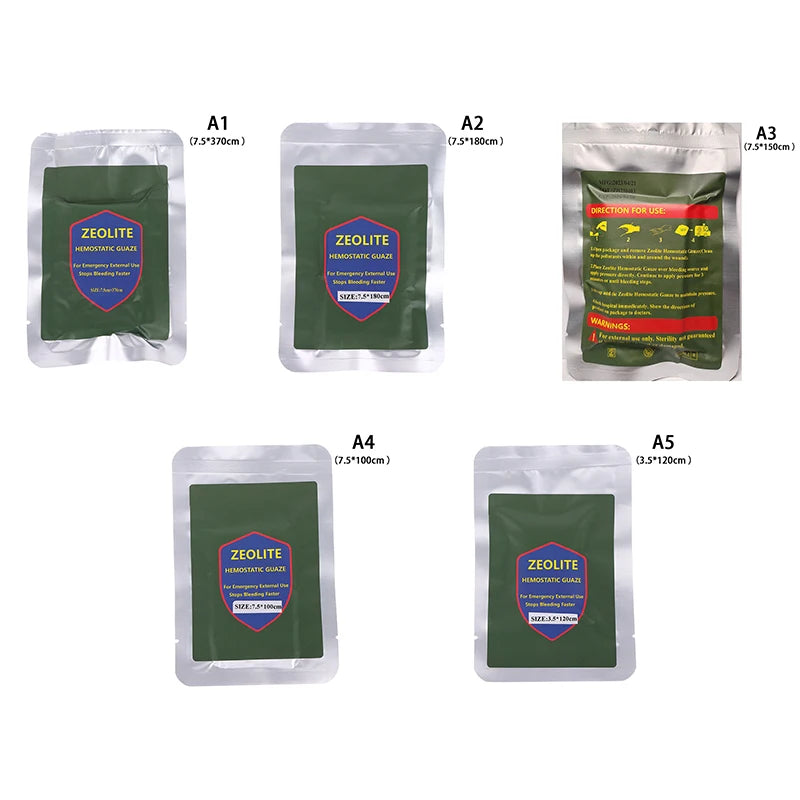 1Bag Hemostatic Kaolin Gauze Combat Emergency Trauma Z-Fold Soluble For Ifak Tactical Military First Aid Kit Medical Wound Oasis Select