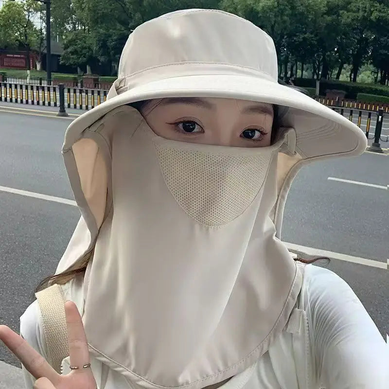 Breathable UV Protection Sun Hat with Face Cover and Neck Flap for Women Summer Outdoor Fishing Hiking Gardening Wide Brim Cap Oasis Select