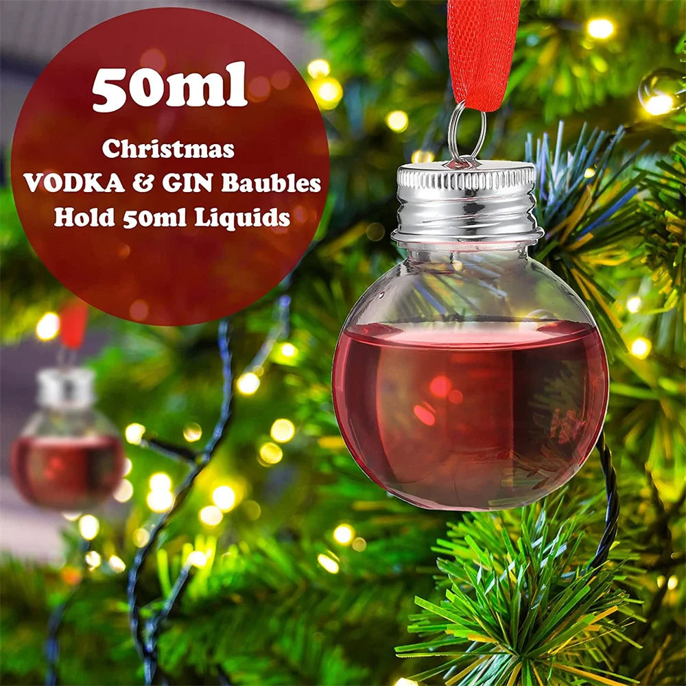 Christmas Fillable Wine Tree Ornaments Water Bottle Light Bulbs Jingle Bells Christmas Tree Shape Plastic Transparent Balls Oasis Select