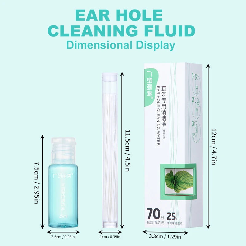 Ear Hole Cleaning Kit – Floss, Mint Solution & Odor Removal Ear Piercing Care Kit Oasis Select