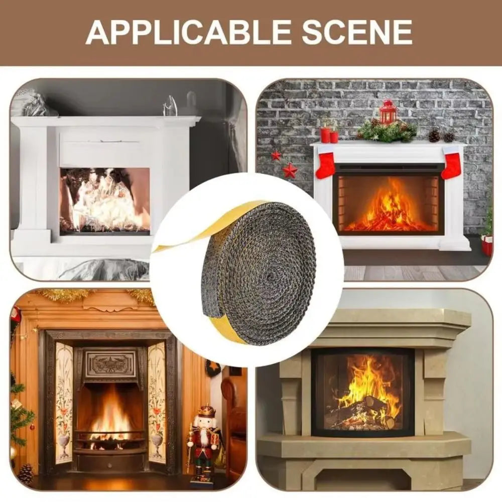 Self Adhesive Fireplace Seal Rope Fiberglass Heat Resistant Fireplace Door Gasket Flat Wood Stove Gasket Tape Oasis Select