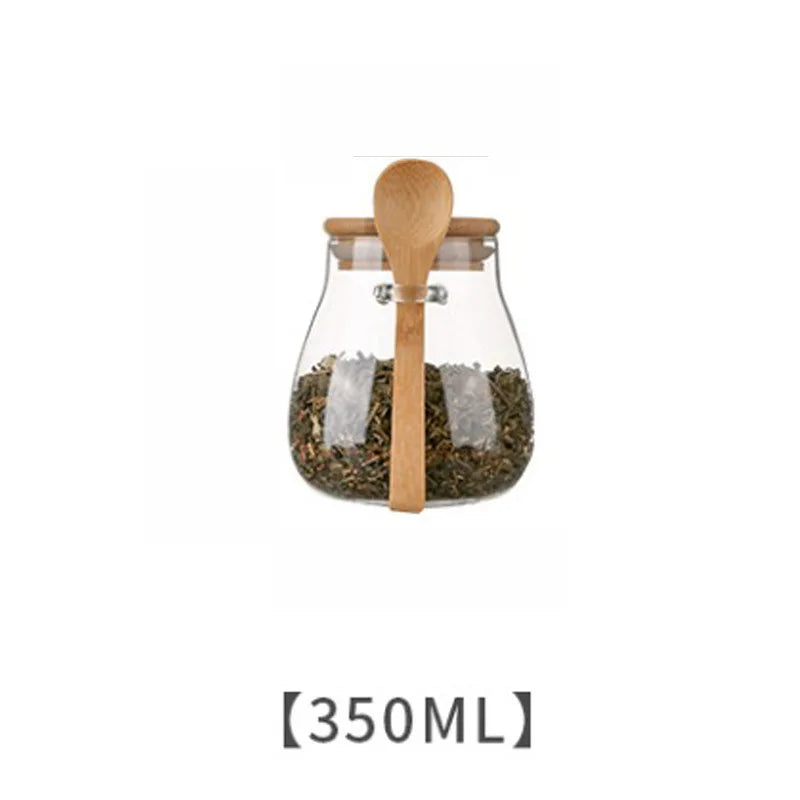 3pcs Set (1 Containers+1 Lids+1 Spoons) Transparent Sealed Cans, Kitchen Storage Containers for Storing Coffee Beans and Grains Oasis Select 350ml