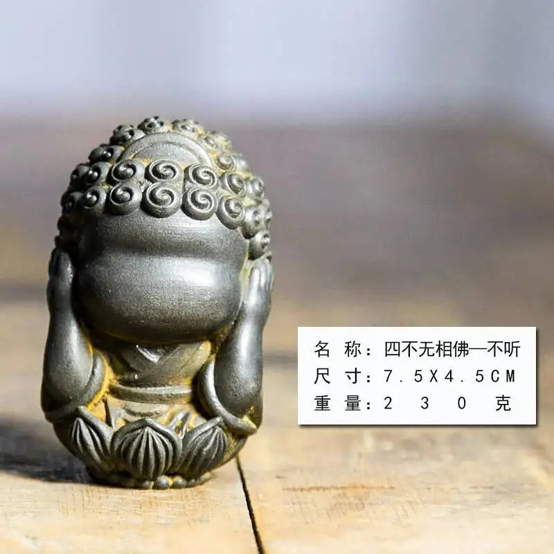 Chinese Style Buddha Zen Tea Pet Ornament Tea Pet Imitation Cast Iron Tea Play Oasis Select Rust - Do Not Listen