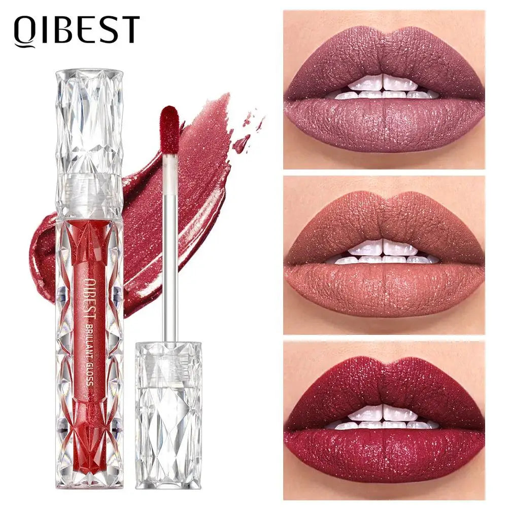 QiBest Diamond Shimmer Lip Gloss – 10 Colors Glitter Pearl Glaze Glitter Lip Gloss Oasis Select