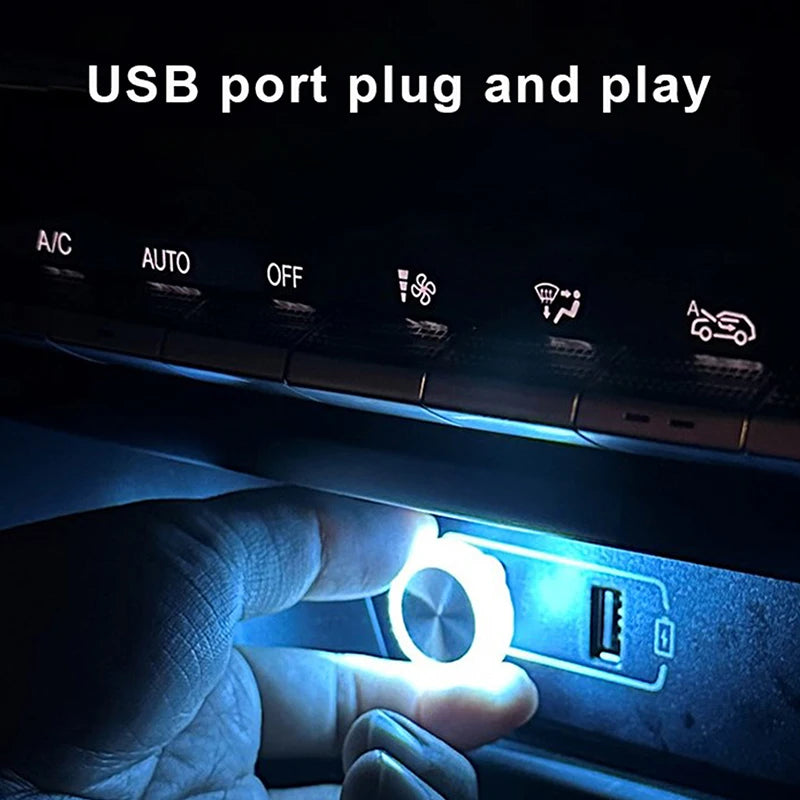 Portable Car USB Ambient Light Mini LED Decorative Atmosphere Lamps For Auto Interior Environment Light Computer Light Plug Play Oasis Select