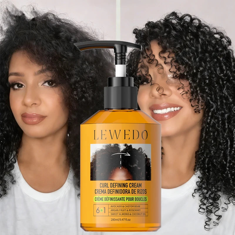 LEWEDO Black Castor Oil Curl Defining Cream 280ml | Anti-Frizz