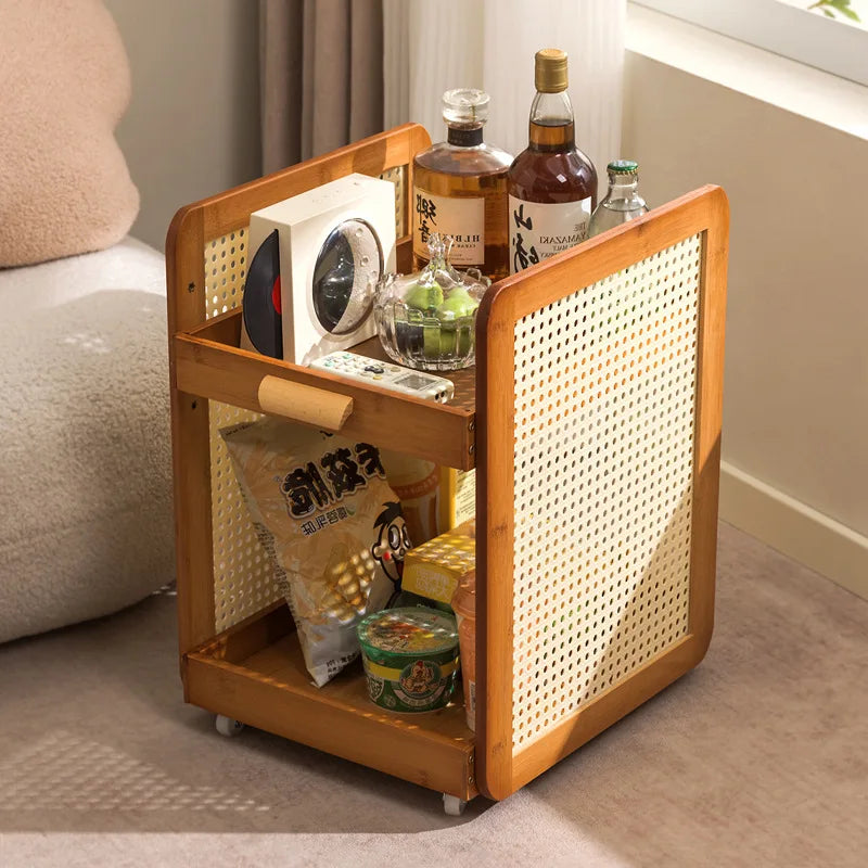 Sofa side table Movable coffee table Mini table Bedside with wheels Side shelf Living room Small side cabinet Oasis Select