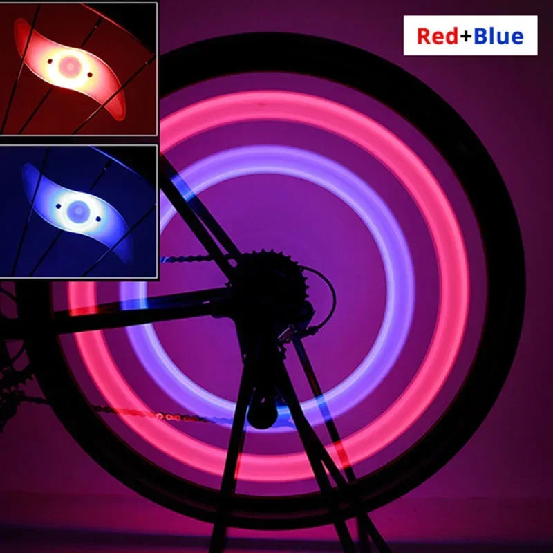 LED Bike Wheel Light 3 Mode Bike Wheel Spoke Light Waterproof Bike Safety Warning Tire Light Easy To Install Bicycle Accessories Oasis Select Blue-Red