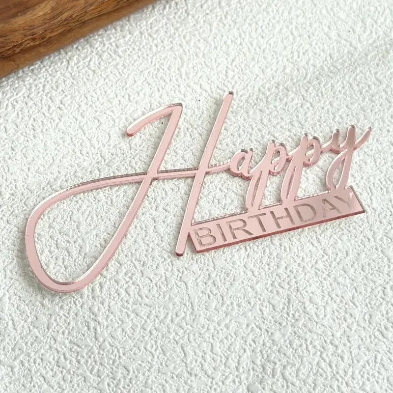 Acrylic Side Happy Birthday Cake Decoration Happy Anniversary Cake Topper Party Supplies Baking Decorating Accessories Oasis Select I