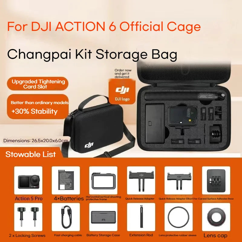 DJI Action 6 Accessories Kit – Cage, Case, Frame & Glass