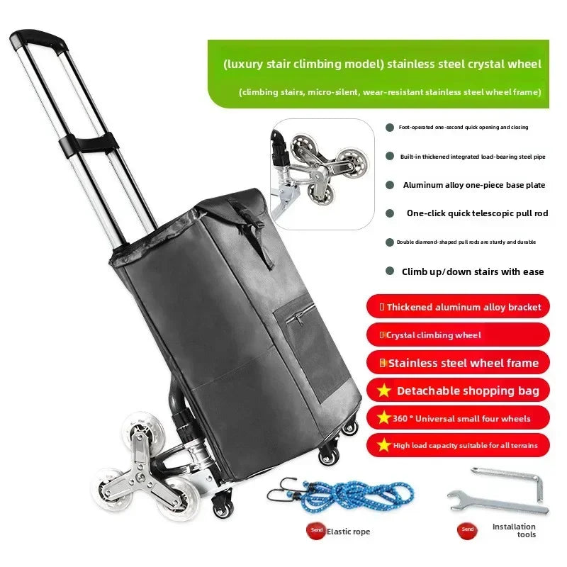 Multi-functional Climbing stairs, hand-pulled cart, luggage cart, trolley cart, small pull cart, folding small trailer Oasis Select hhk-b