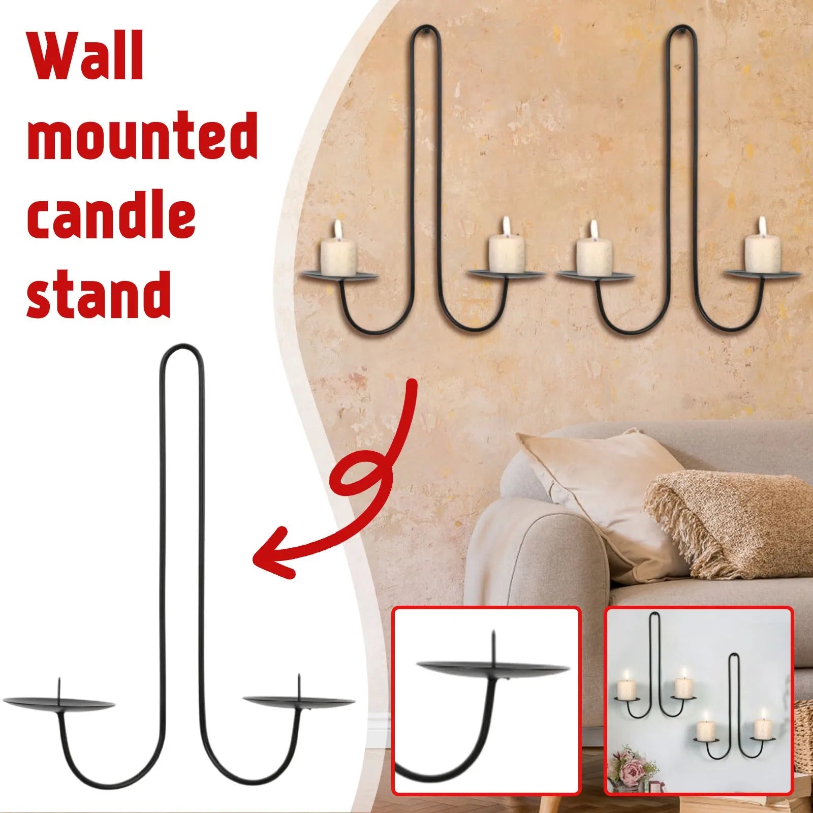 Iron Candle Holder Libra Style Wall Hanging Candle Sconce Decorative Candle Tray For Living Room Dining Room Home Decor Oasis Select