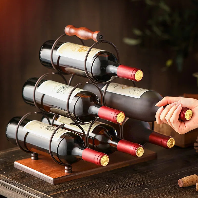 Creative red wine rack ornament Solid wood wine rack upside down red wine glass rack Home living room European wine cabinet Oasis Select