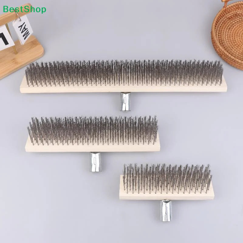 Stainless Steel Wire Brush Set | 3 Sizes, Wooden Handle
