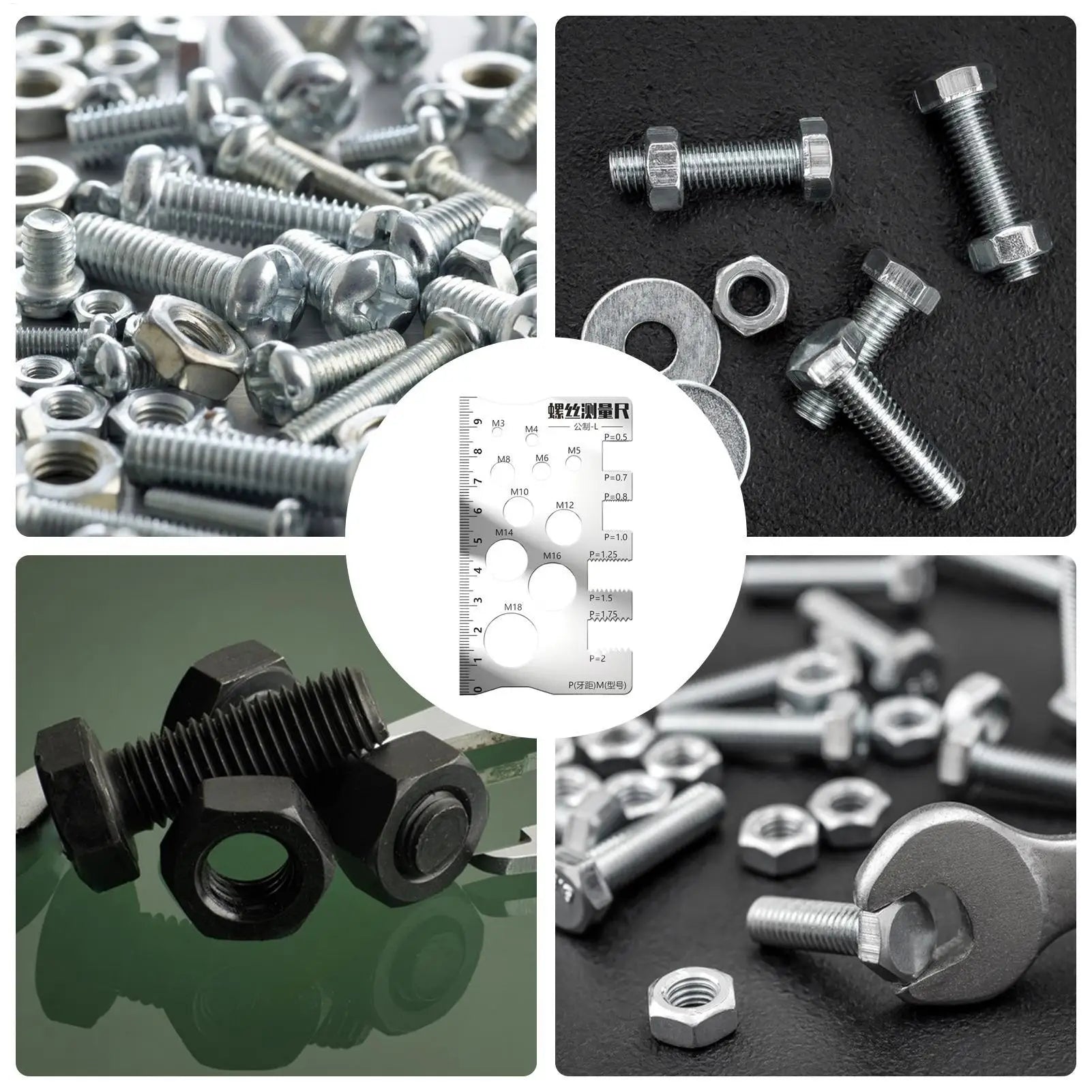 Bolt Thread Checker Measurement Tool for Screw Anti-Slip Portable Measuring Gauge Tool for Nut Bolt Bit Thread Industry Crafting Oasis Select